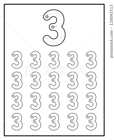Number Tracing Practice Worksheets For Kids Number Three 3 Number Tracing Practice Worksheets For Kids Number Three 3 120043513