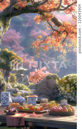 Reverent tradition: autumn equinox day in Japan, honoring ancestors and preserving memory of deceased through rituals, ceremonies, reflecting deep cultural respect for family, heritage 120043904