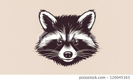 A cartoon raccoon standing confidently on a vibrant yellow background 120045163