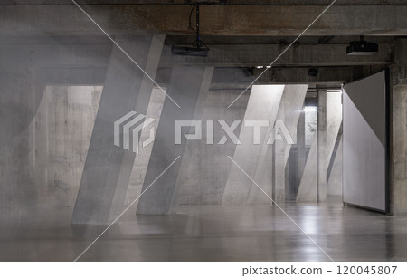 View of Concrete pillars inside Blavatnik Building of Tate Modern Switch House extension. 120045807