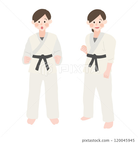 Woman wearing karate uniform Hand-drawn vector illustration 120045945
