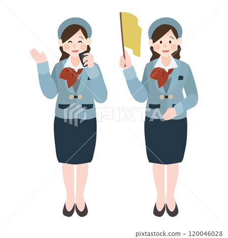 Hand-drawn vector illustration of a bus guide 120046028