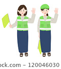Traffic control mother, green lady patrol, hand-drawn vector illustration 120046030