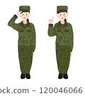 Female Self-Defense Force member saluting hand-drawn vector illustration 120046066