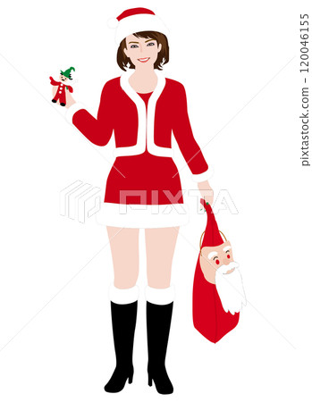 Illustration 04 of a model-like woman cosplaying as Santa Claus 120046155