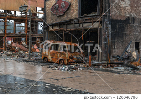 2020 Noto Peninsula Earthquake: Scorched earth townscape of Wajima 120046796