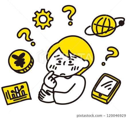 Illustration of a person struggling with the settings to start an online business Illustration of a person struggling with the settings to start an online business 120046929