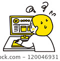 Illustration of a person having trouble understanding how to set up a computer 120046931