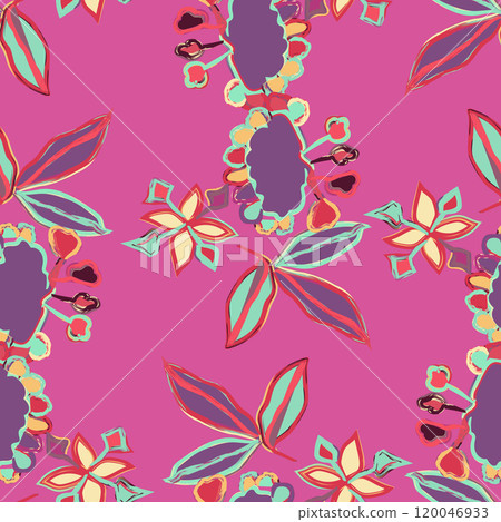 Floral brush strokes seamless pattern design for fashion textiles, graphics, backgrounds and crafts 120046933