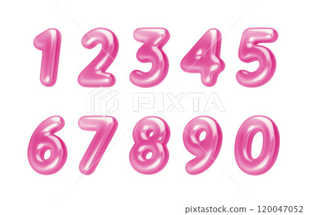 Realistic 3d font pink numbers. Number in the form of chrome balloons. Template for products, advertizing, web banners, leaflets, certificates and postcards. Vector illustration Realistic 3d font pink numbers. Number in the form of chrome balloons. Template for products, advertizing, web banners, leaflets, certificates and postcards. Vector illustration 120047052