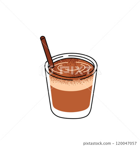 Vibrant vector illustration of a latte with whipped cream, perfect for cafes, restaurants, and coffee lovers. An excellent addition for menus, marketing materials, and decor. 120047057