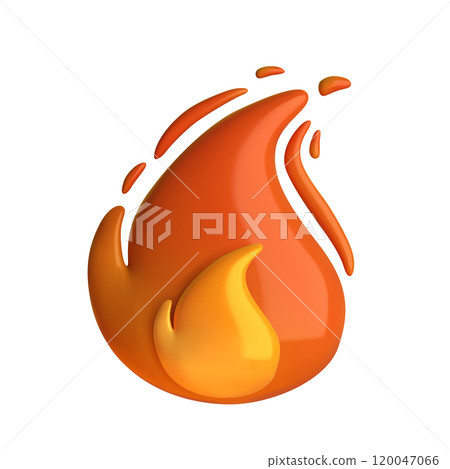 High-quality 3D fire flame icon, isolated on white background. Vibrant, realistic, and detailed vector illustration. Perfect for digital design, apps, and creative projects. 120047066
