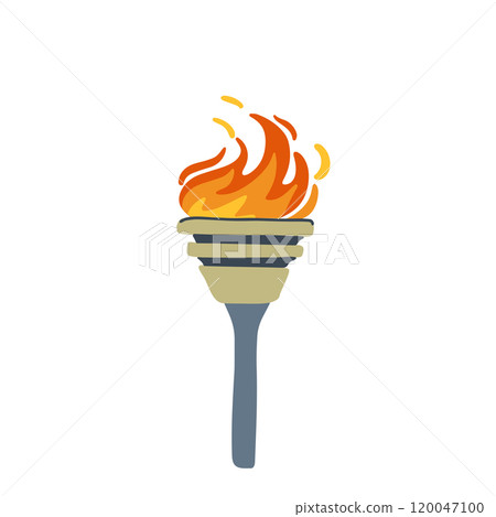 Illustration of an Olympic torch with burning flame in flat style. Perfect for projects on Olympics, sports, and international events. Vector illustration Illustration of an Olympic torch with burning flame in flat style. Perfect for projects on Olympics, sports, and international events. Vector illustration 120047100
