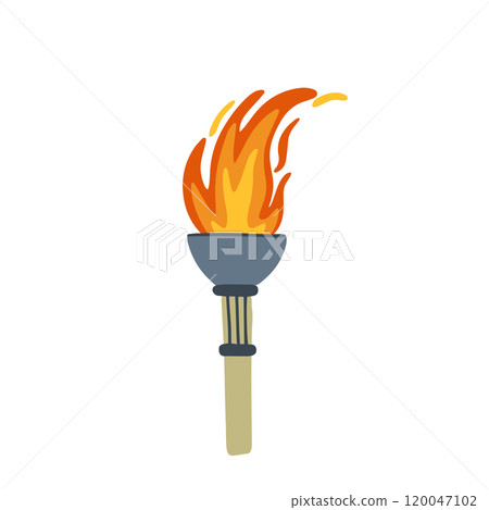 Illustration of an Olympic torch with burning flame in flat style. Perfect for projects on Olympics, sports, and international events. Vector illustration 120047102