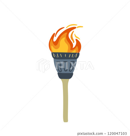 Illustration of an Olympic torch with burning flame in flat style. Perfect for projects on Olympics, sports, and international events. Vector illustration Illustration of an Olympic torch with burning flame in flat style. Perfect for projects on Olympics, sports, and international events. Vector illustration 120047103