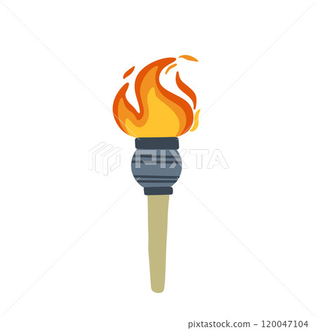 Illustration of an Olympic torch with burning flame in flat style. Perfect for projects on Olympics, sports, and international events. Vector illustration 120047104