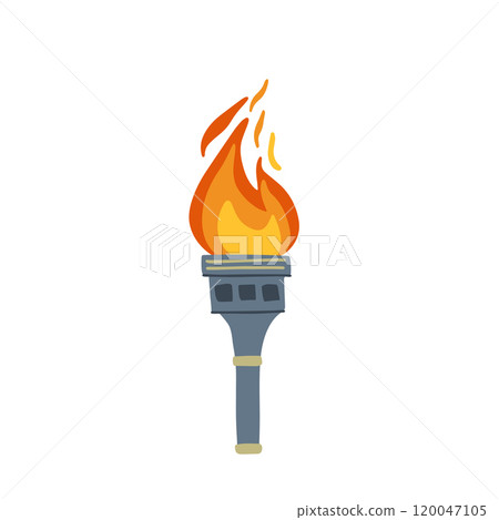 Illustration of an Olympic torch with burning flame in flat style. Perfect for projects on Olympics, sports, and international events. Vector illustration Illustration of an Olympic torch with burning flame in flat style. Perfect for projects on Olympics, sports, and international events. Vector illustration 120047105