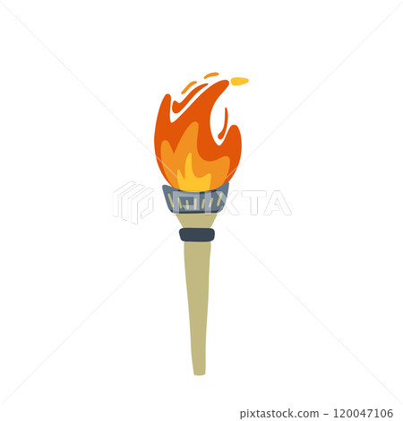 Illustration of an Olympic torch with burning flame in flat style. Perfect for projects on Olympics, sports, and international events. Vector illustration Illustration of an Olympic torch with burning flame in flat style. Perfect for projects on Olympics, sports, and international events. Vector illustration 120047106