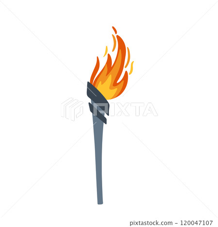 Illustration of an Olympic torch with burning flame in flat style. Perfect for projects on Olympics, sports, and international events. Vector illustration Illustration of an Olympic torch with burning flame in flat style. Perfect for projects on Olympics, sports, and international events. Vector illustration 120047107