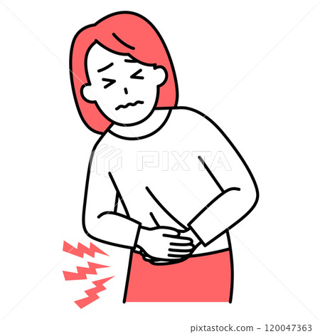 胃痛的休閒女人 120047363