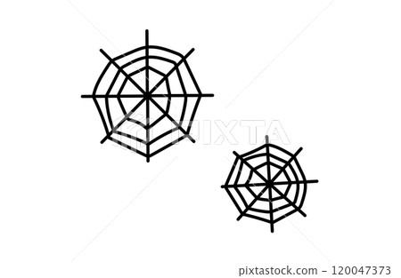 Simple illustration of two spider webs 120047373