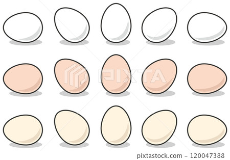 各種雞蛋、雞蛋、雞蛋的向量插圖集 各種雞蛋、雞蛋、雞蛋的向量插圖集 120047388