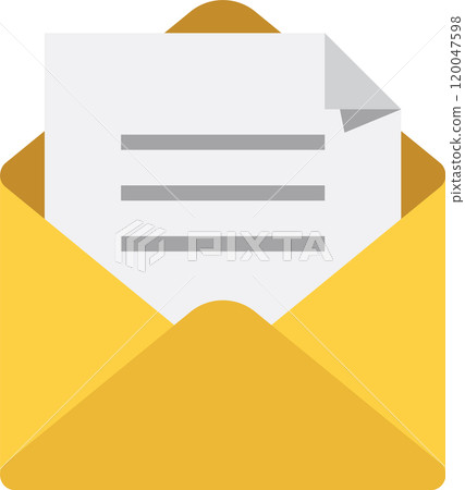 Yellow envelope with a letter inside symbolizes communication and mail delivery, highlighting the importance of staying connected in the digital age 120047598
