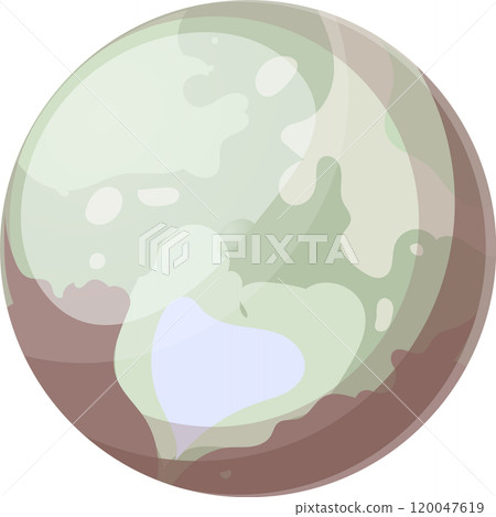 Pluto, the dwarf planet, rotates in our solar system, revealing craters and a light green hue. Explore the mysteries of pluto and the depths of our universe with this captivating image 120047619