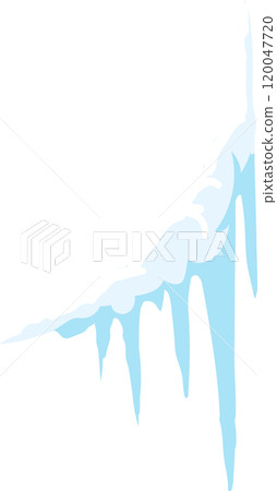 Icicles melting on a roof against a white background, creating a serene winter scene 120047720