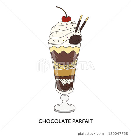 可愛的巧克力凍糕手繪插畫 120047768