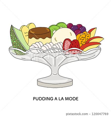 昭和復古布丁拉模式手繪插畫 120047769