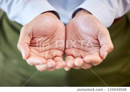 Support, offer and person with open hands at work for business aid, assistance and kindness. Office, and palms of company employee with gesture at NGO for charity, fundraising and hope in donation Support, offer and person with open hands at work for business aid, assistance and kindness. Office, and palms of company employee with gesture at NGO for charity, fundraising and hope in donation 120048086
