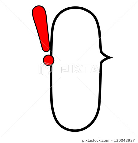 右側帶有實心紅色感嘆號的垂直圓形語音氣泡的插圖 120048957