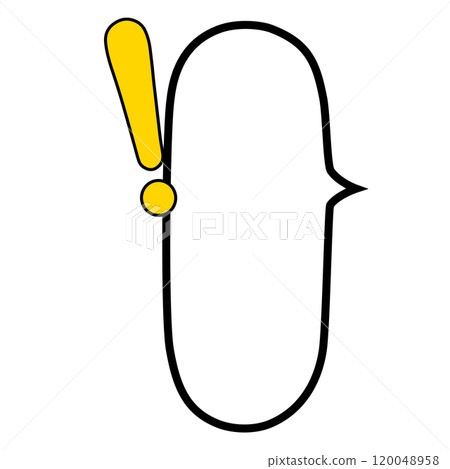 右側帶有實心黃色感嘆號的垂直圓形語音氣泡的插圖 右側帶有實心黃色感嘆號的垂直圓形語音氣泡的插圖 120048958