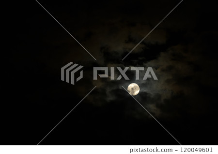 A small moon shining between the clouds, just before the full moon, age 14.0 A small moon shining between the clouds, just before the full moon, age 14.0 120049601