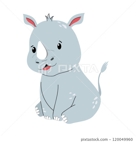 Safari childrens rhino in flat style isolated on white background.  120049960