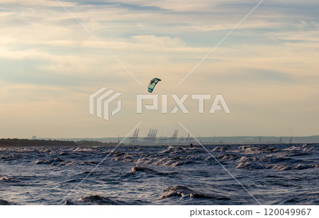 Peaceful sunset by sea in summer evening 120049967