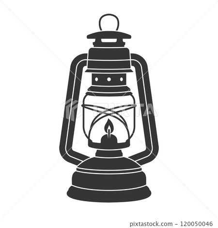 Vintage camping lantern silhouette icon symbol shape. Retro gas lamp logo sign. Storm lantern. Vector illustration. Isolated on white background. Vintage camping lantern silhouette icon symbol shape. Retro gas lamp logo sign. Storm lantern. Vector illustration. Isolated on white background. 120050046
