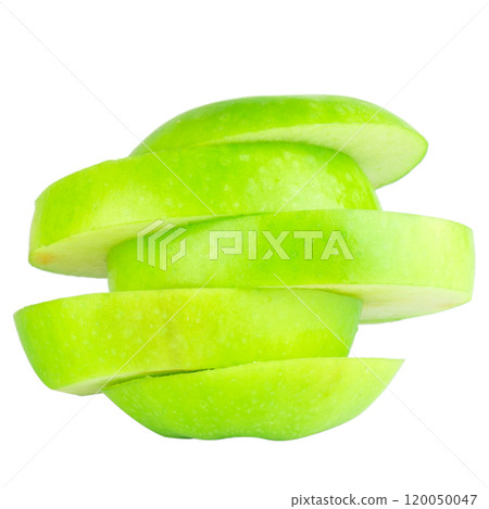 apple green slice isolated on white background apple green slice isolated on white background 120050047