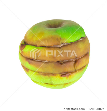 apple green slice Rotten isolated on white background apple green slice Rotten isolated on white background 120050074