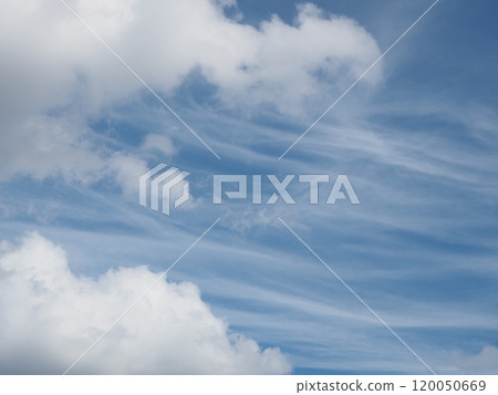 White clouds floating in the blue summer sky White clouds floating in the blue summer sky 120050669