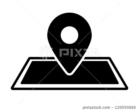 Map and map pin icon (silhouette) 120050889