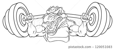 Alligator Crocodile Dinosaur Weight Lifting Mascot 120051083