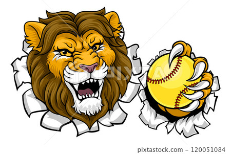 Lion Softball Animal Sports Team Mascot Lion Softball Animal Sports Team Mascot 120051084