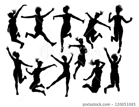 Happy Woman Jumping For Joy Silhouette Women 120051085
