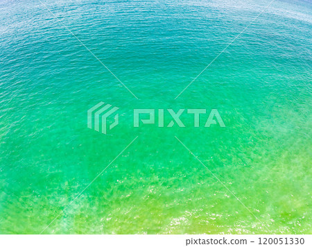 Top view sea surface waves crashing in summer season seascape background,Nature sea beach background,High angle view amazing waves,Wide angle image beach background 120051330