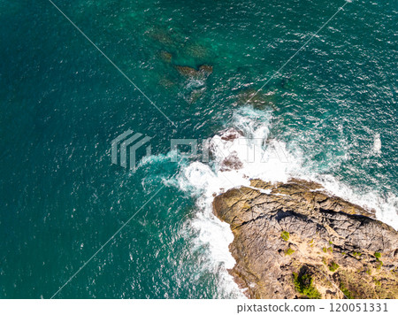 Beautiful sea in summer season seascape background ,Nature sea beach waves background 120051331
