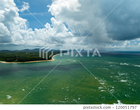 Beautiful sea surface in summer season seascape background ,Nature sea beach background,High angle view waves seascape nature view 120051797