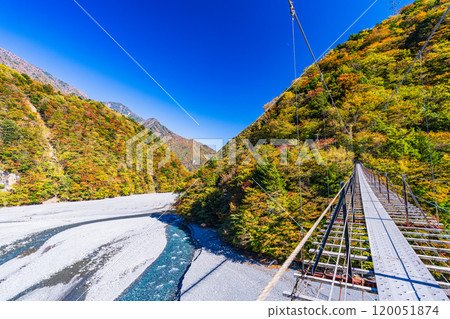 [Shizuoka Prefecture] Beautiful autumn foliage at Lake Hatanagi and the Hatanagi Suspension Bridge 120051874