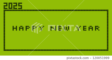 2025 banner. Happy New Year pixelated horizontal background. Retro game concept for new year celebration design. 120051999